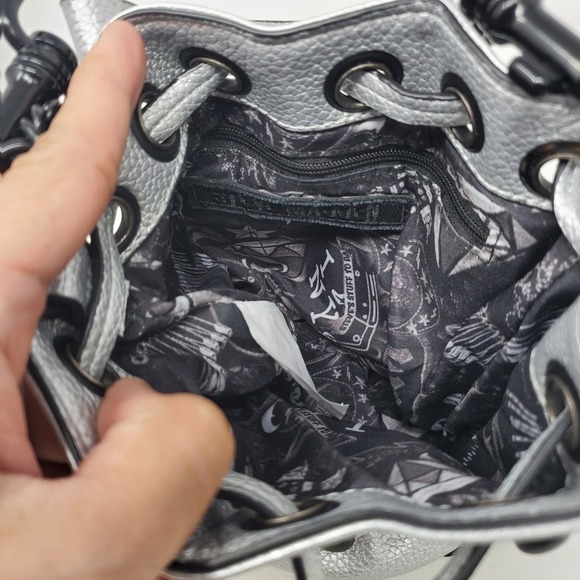 Steve Madden Metallic Studded Bada Hand Drawstring Pouch Small Bag - Picture 3 of 9